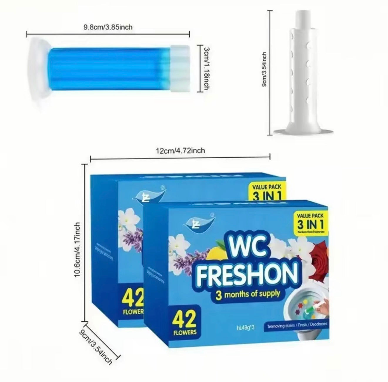 AromaFlush Toilet Gel Cleaner – 1 Box with 3 Packs (42 Fresh Uses)