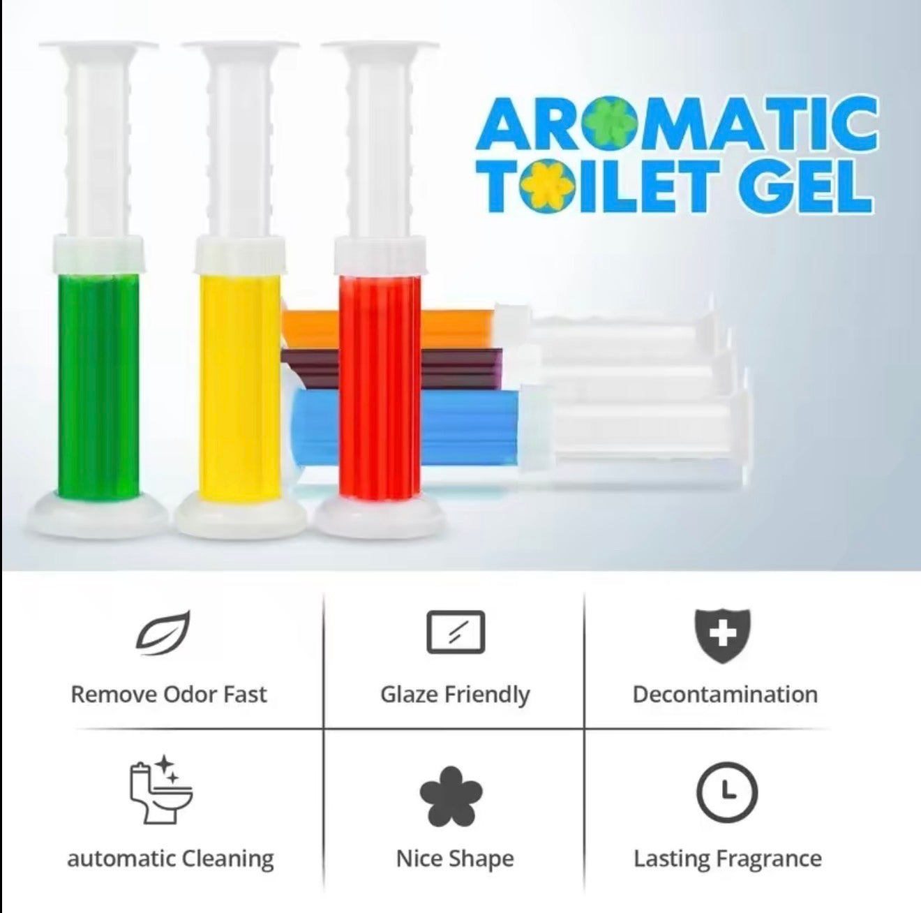 AromaFlush Toilet Gel Cleaner – 1 Box with 3 Packs (42 Fresh Uses)